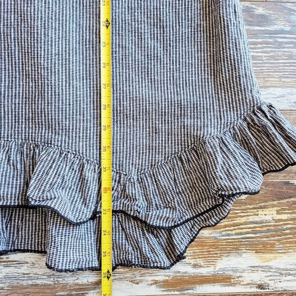 Goddess Gear Linen Cotton Houndstooth Lagenlook Ruffle Dress Short Sleeve - Picture 11 of 11